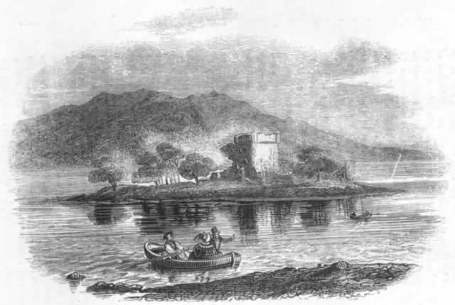 SCOTLAND. Loch Leven Castle, Loch, Lomond Hills 1845 old antique print picture