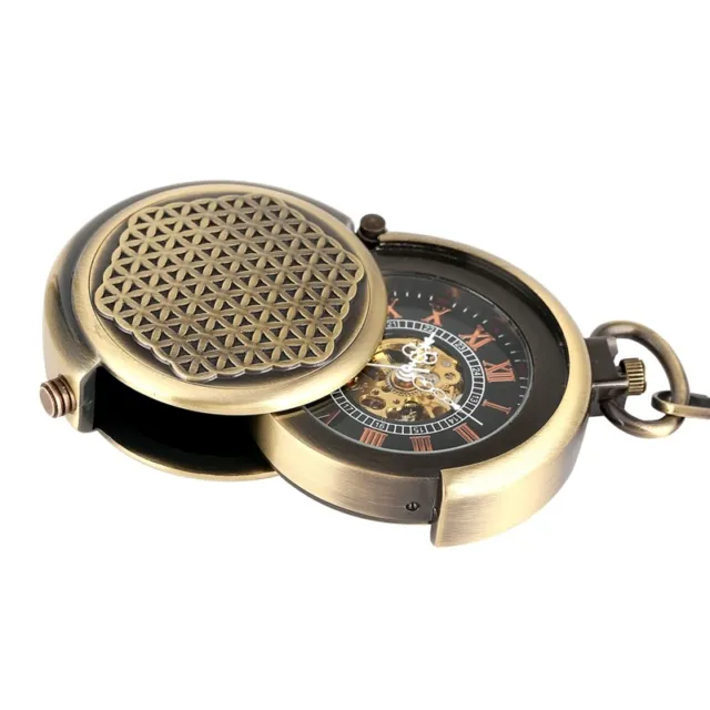 Retro Hollow Cover Unique Turntable Capping Hand-Winding Mechanical Pocket Watch