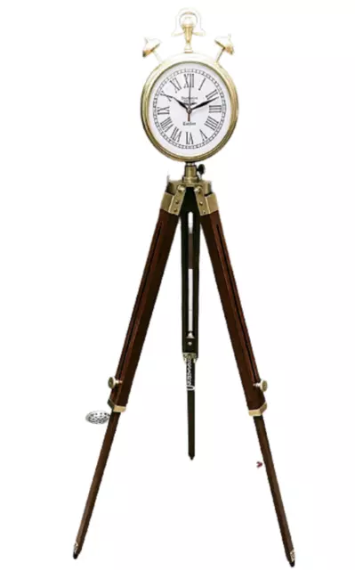 Nautical Floor clock Vintage Wooden Tripod Stand Clock Grandfather's Clock Gift
