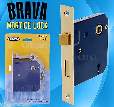 BRAVA ANTIQUE DOOR MORTISE LOCK SET ( Polished Brass )