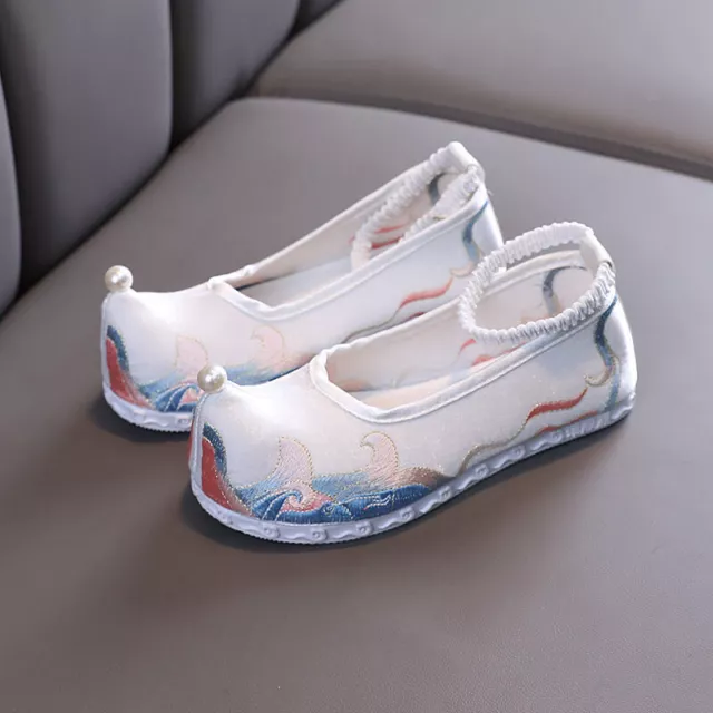 Cinese Bambino Ragazze Floreale Ricamato Rete Tela Scarpe Balletto Mocassini Per 3