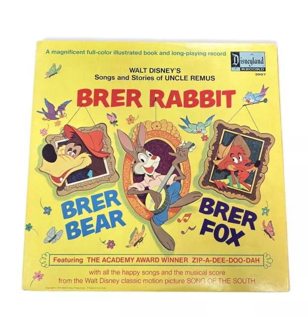 Disney 1970 Brer Rabbit LP Vinyl 3907 W/Book uncle remus song of the south MONO!