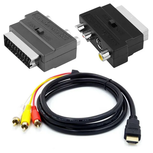1080P -Compatible Male S-Video To 3 RCA AV Audio Cable W/SCART To 3 RCA PhoM4