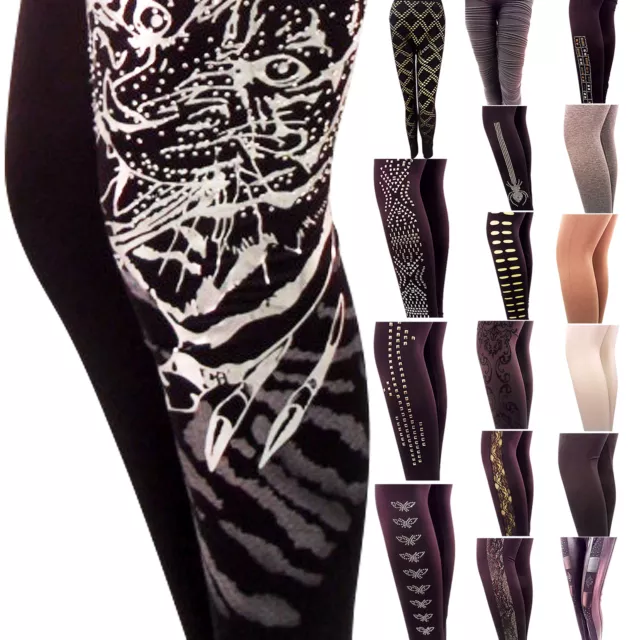 Nouveau Legging Femme À Motifs Pleine Longueur Pantalon Tigre Stud Dentelle Araignée