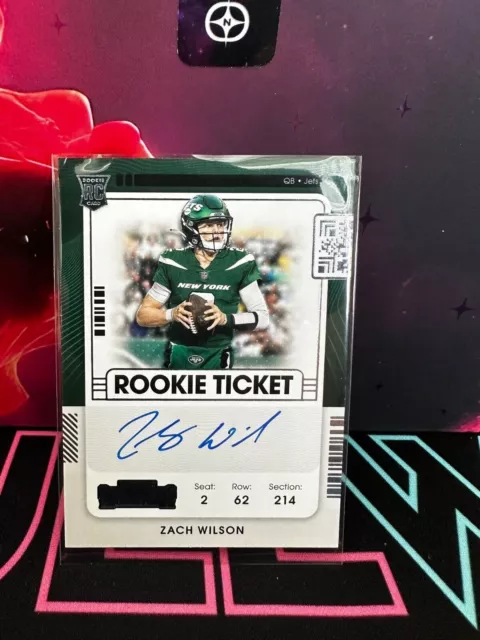 Zach Wilson 2021 Panini Contenders Signed On-Card Auto Rookie Ticket RC Jets C