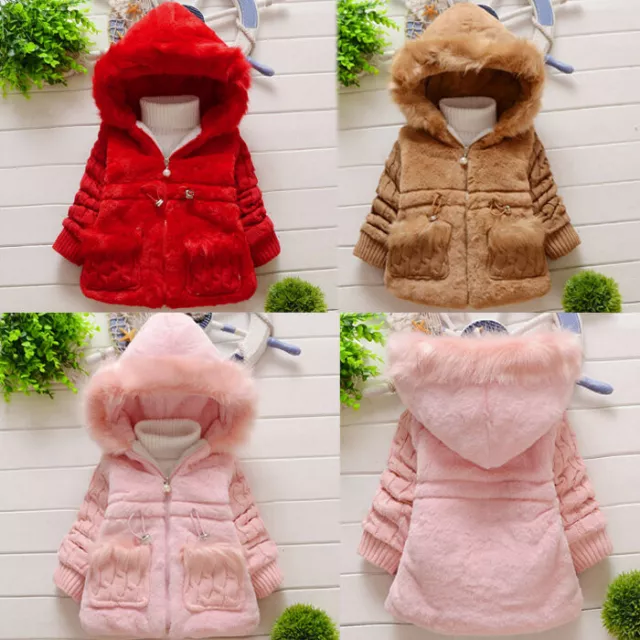 Giacca cappotto di pelliccia finta bambina bambini inverno caldo spesso cotone parka