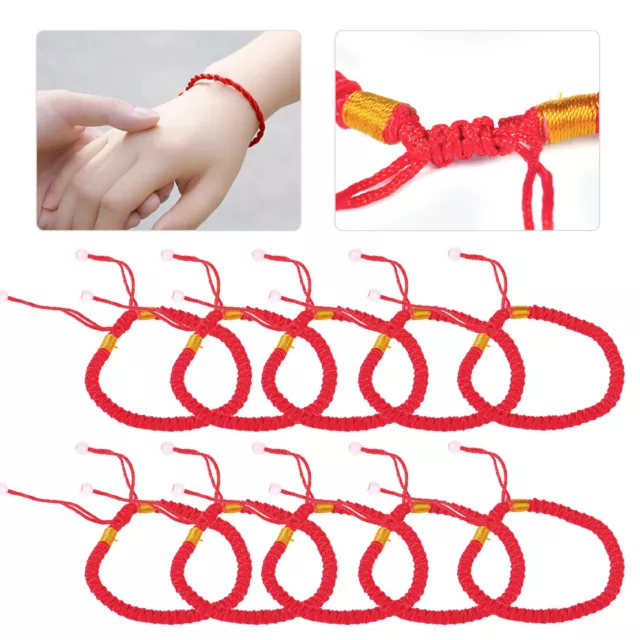 10x Handmade Lucky Red String Bracelet Beaded Braided Rope Hand Charm Adjustable