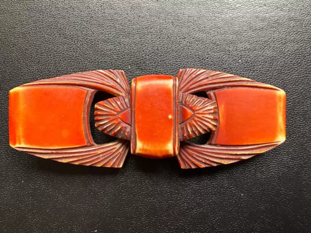 Rare French Antique Art Deco Bakelite Coat Buckle 4" Long 2