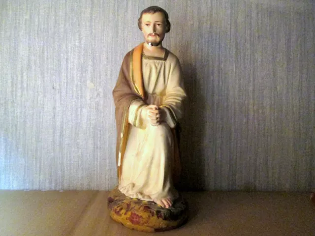 Rare Grds SANTON EGLISE ancien Statuette Church Figurine JESUS MARIE JOSEPH 34cm 2