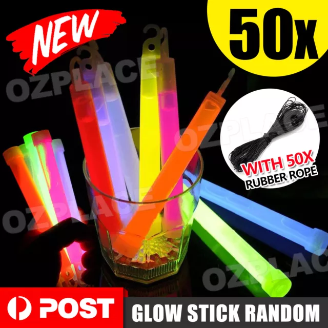 500x 6 inch 1.5cm Thick Glow Sticks - Single or Mixed Colour 6 15mm  Glowsticks