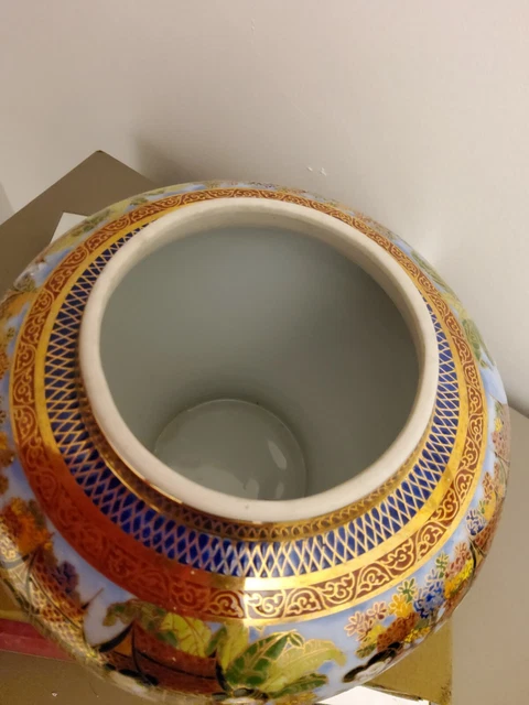 Vintage Ingwerglas mit vergoldetem hohen Tempeldeckel Geschenk atemberaubende chinesische Urne 4