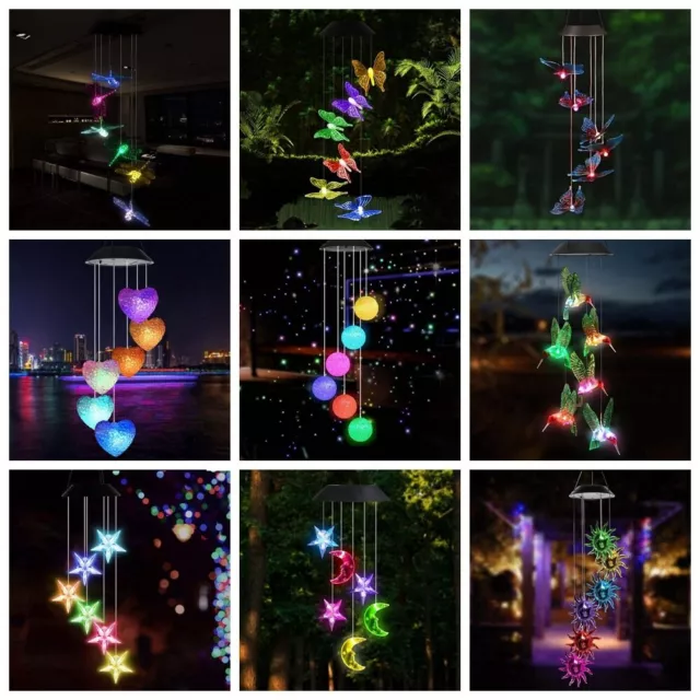 LED Solar Wind Chime Crystal Ball Light Color Changing Waterproof Solar Light