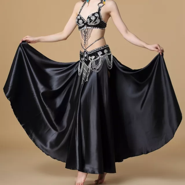 Arabic Belly Dancer Beaded Bra Top Hip Belt Slit Skirt Suit Set Festival Costume