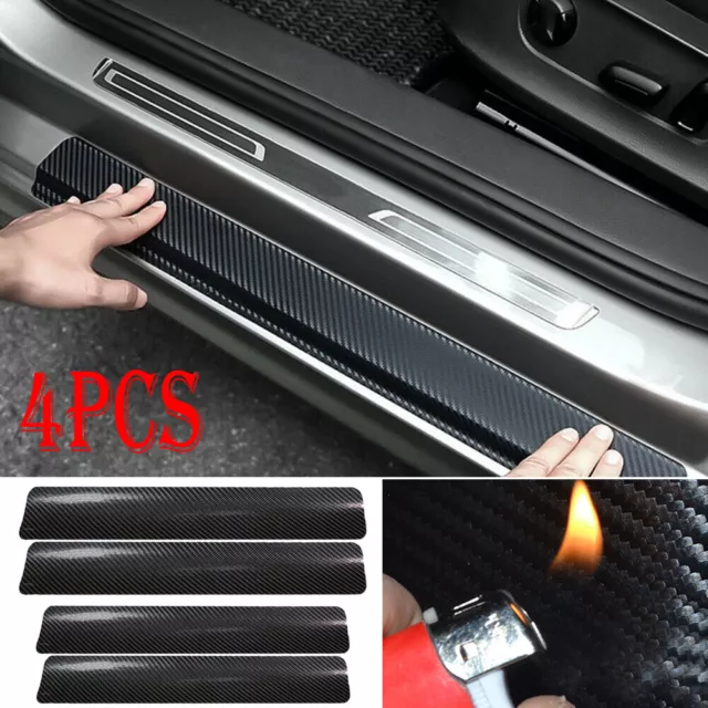 4× Car Door Plate Sill Scuff Cover Anti-Scratch Sticker Carbon Fiber Accessories