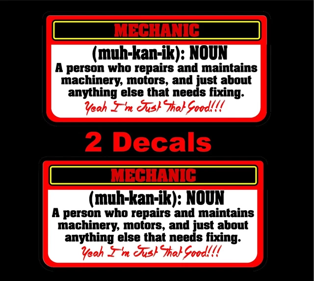 MECHANIC DEFINITION DECAL Snap on toolbox tool cart Drill wrench drill