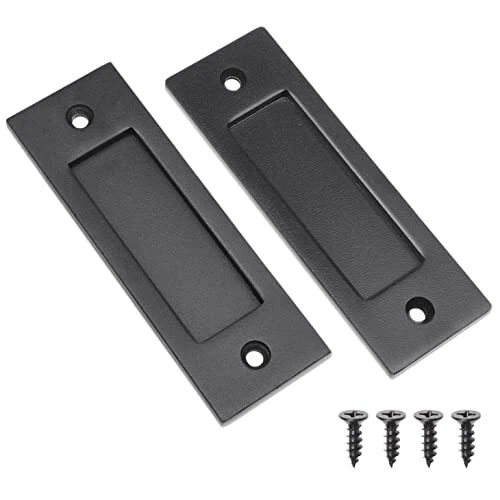 2X Sliding Barn Door Finger Pull Black with Self Tapping Screws - 6-Inch Soli...