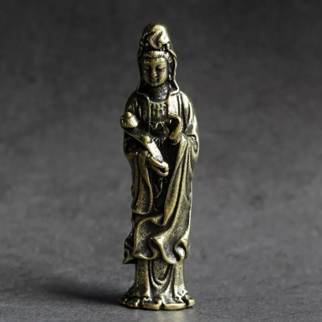 Chinese Bronze Copper Statue Hand Carved Guanyin Kwanyin Figurines观音80066