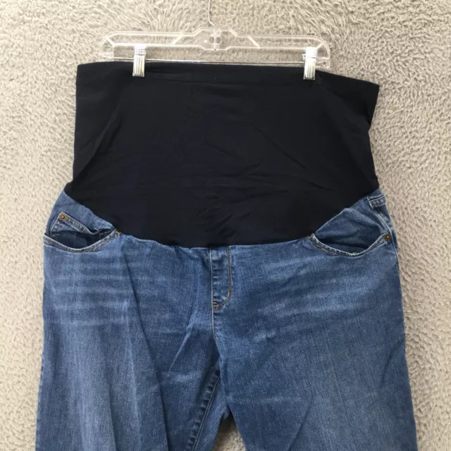 Liz Lange Maternity Straight Leg Jeans Womens 18 Blue Medium Wash Denim 5 Pocket 2