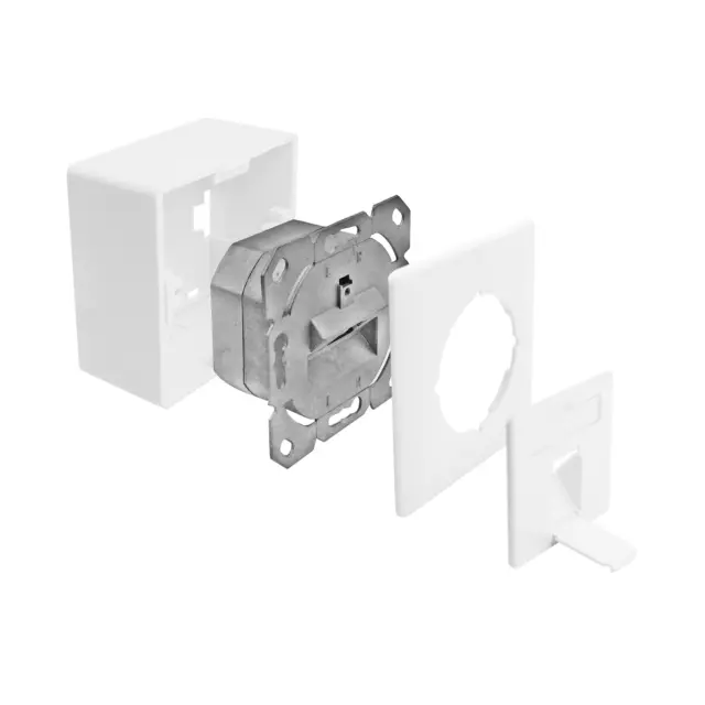 Netzwerkdose Cat.6A 500MHz 1-Port geschirmt weiß Kombidose [Aufputz + Unterputz]