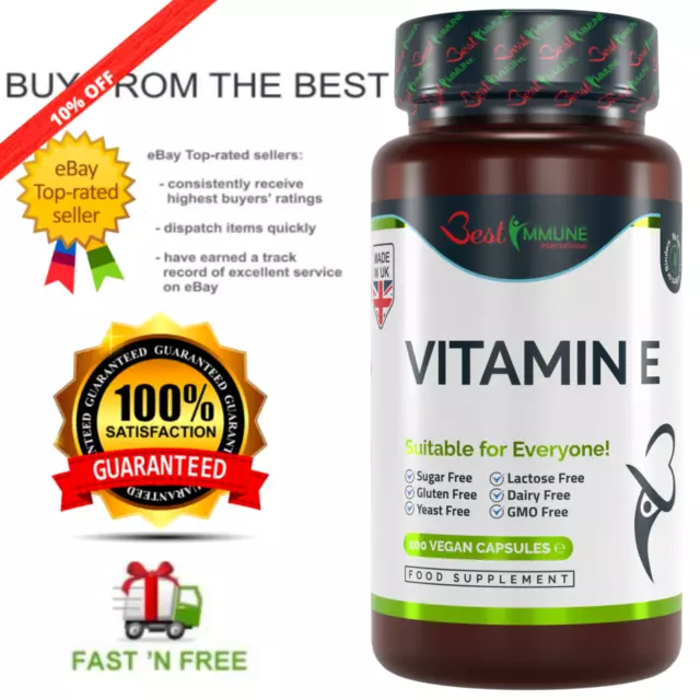 Natural Vitamin E 500iu Improved 100 Vegan Powder Capsules Nothing Artificial