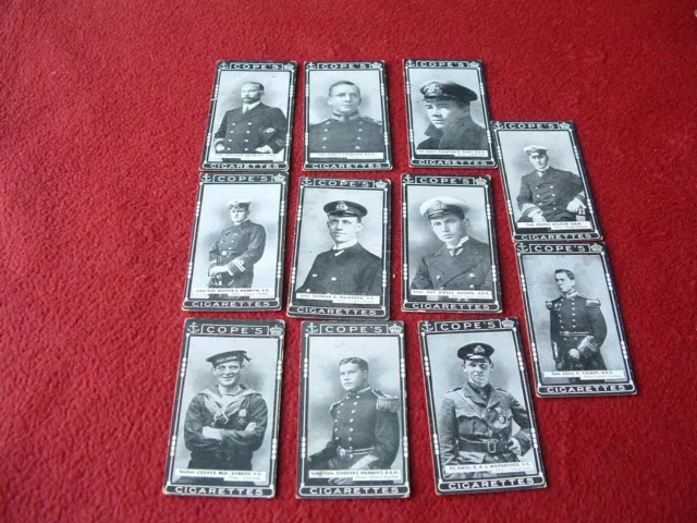 Cigarette cards Cope Bros & Co VC & DSO Naval & Flying Heroes 11 cards No Nos
