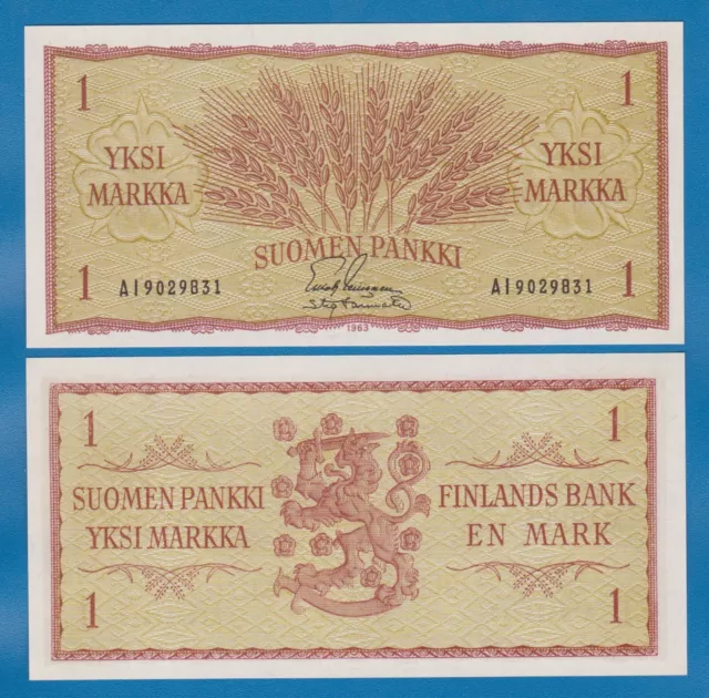 Finland 1 Markka P 98a 1963 UNC Signature 38 Leinonen / Törnroth ( P 98 a )