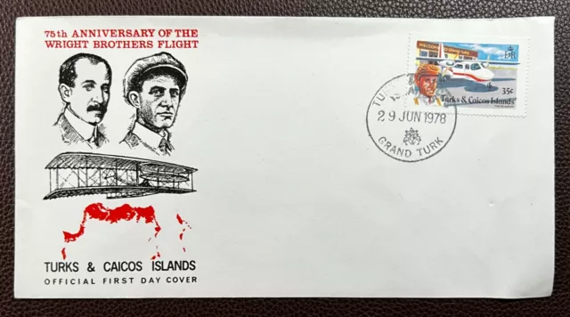 1978 Turks & Caicos Islands FDC 75th Anniversary of Wright Brothers Flight.