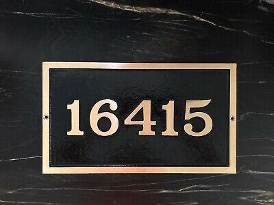 Address Plaque: House Number Sign, 15 3/8" x 9 1/8", Solid Brass
