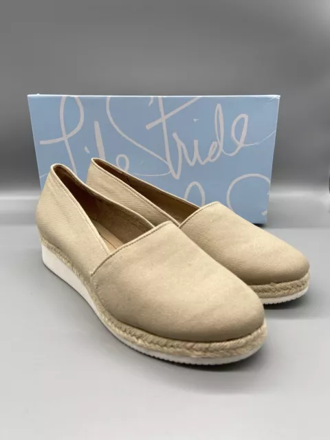 NIB Life Stride Soft System Colby 2 Espadrille Beige Canvas Slip On Shoes 9