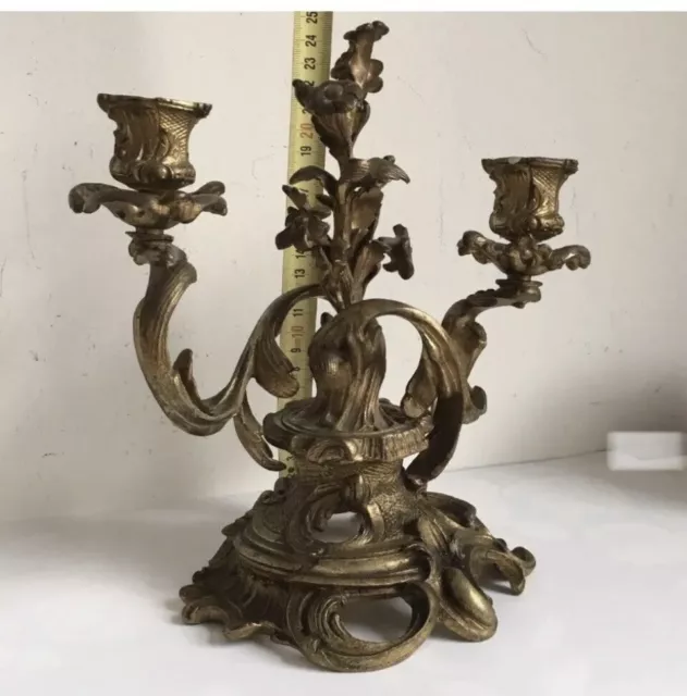 Antique Paris French Ormolu  Bronze NO Silver Plated Louis XV Candelabra 2