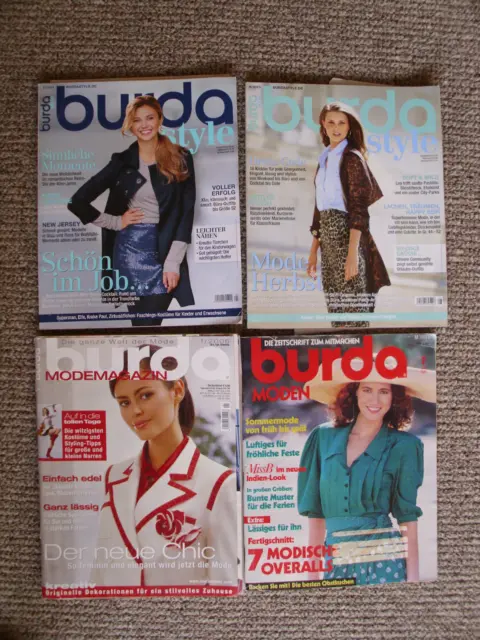 Burda Moden aus  1989 und 2006 Burda Style aus  2011 und 2015 (4 Zeitschriften)