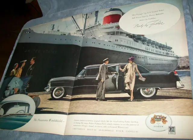 1955 Cadillac Limo Limousine lg-mag centerfold car ad-fashion-cruise ship-scarce