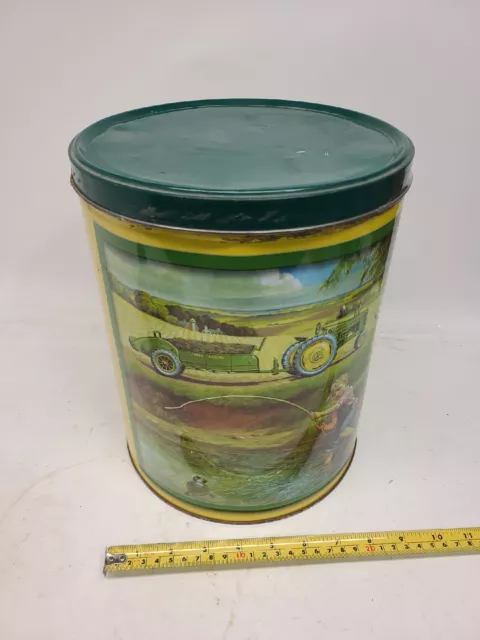 John Deere Turtle Trouble_Large popcorn Tin_Vintage collectable storage can