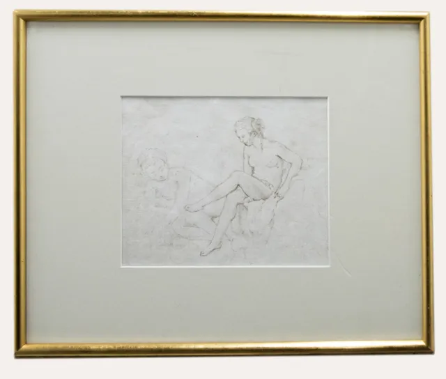 - Late 19th Century Graphite Drawing, The Bather