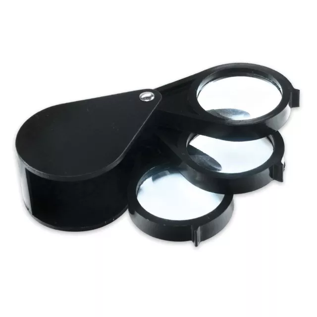 5X 10X 15X Triple Folding Pocket Magnifier Eye Loupe with 1.25" Magnifying Lens