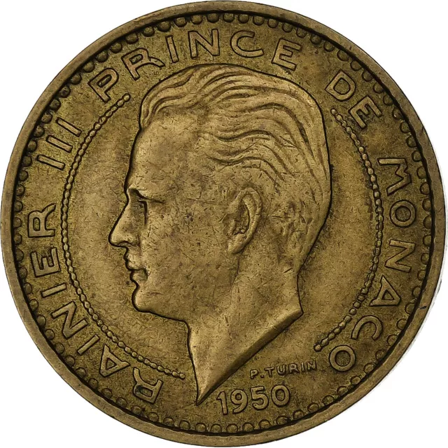 [#224490] Monaco, Rainier III, 50 Francs, Cinquante, 1950, Aluminum-Bronze, UNZ,