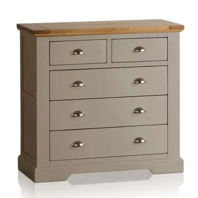 ST. IVES Natural Solid Oak & Grey Paint  5 Drawer Chest AD1305