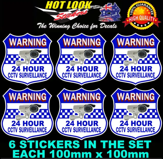 Security camera surveillance warning CCTV Stickers, home office 6 pack 7 Year