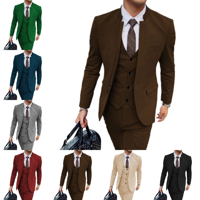 Pantaloni blazer gilet da uomo 3 pezzi sposo da lavoro matrimonio smoking smoking 40 42 44 46