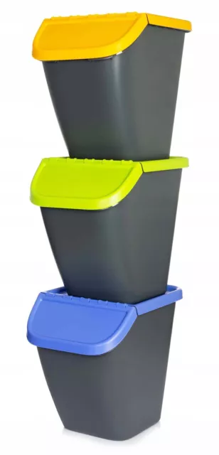 Mülltonne Küchenabfalleimer Recycle-Mülleimer Mülltrenner Sortibox 3x23 L Set