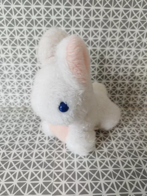 Peluche doudou vintage lapin blanc rose 20 cm Boulgom
