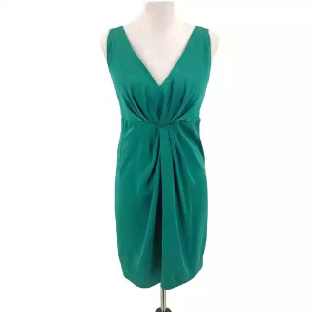Alberta Ferretti Womens Green V Neck Silk Dress Size IT 44 / US 8