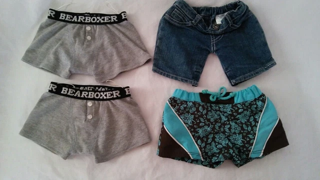 Build A Bear Boys Clothes 4 pc Shorts Lot Boxers Jeans Swimming Trunks