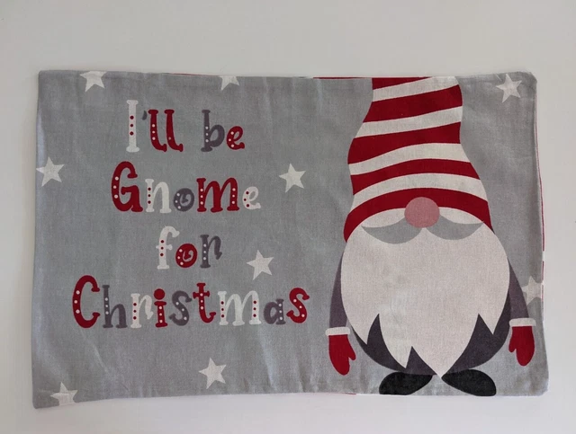 Nuova federa gnome per Natale rosso grigio gonk cotone spazzolato