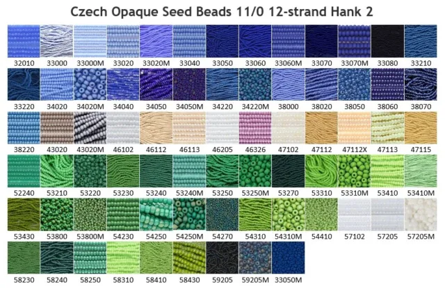 Czech 11/0 Preciosa Opaque Rocaille Glass Seed Beads 12-strand Hank 2