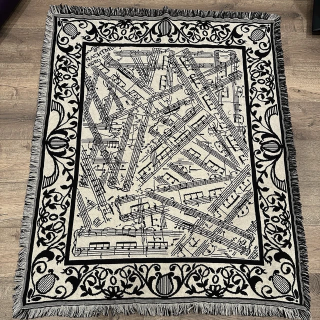 VINTAGE CHATHAM MUSIC Notes Tapestry Throw Blanket Woven 55” x 46