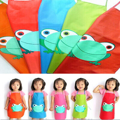 SODIAL R Nuovo svegli del bambino dei bambini impermeabile Grembiule Cartoon Frog Stampato Pittura Cooking Verde 