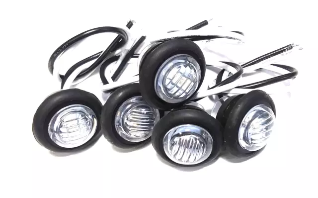 5 Super Bright 12 volt Waterproof Clear Lens Blue LED Push-In RV Courtesy Lights