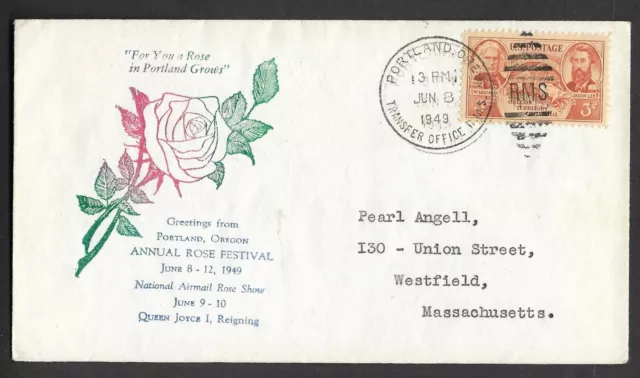 1949 Portland Oregon Annual Rose Festival with Railroad RMS Cancel
