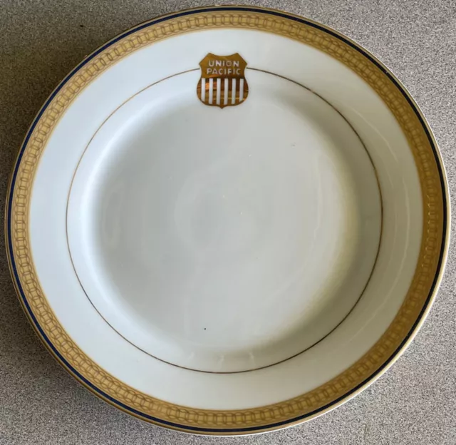 Union Pacific Railroad UPRR - Gold Shield Black Band - Regal  Salad Plate 7 5/8"